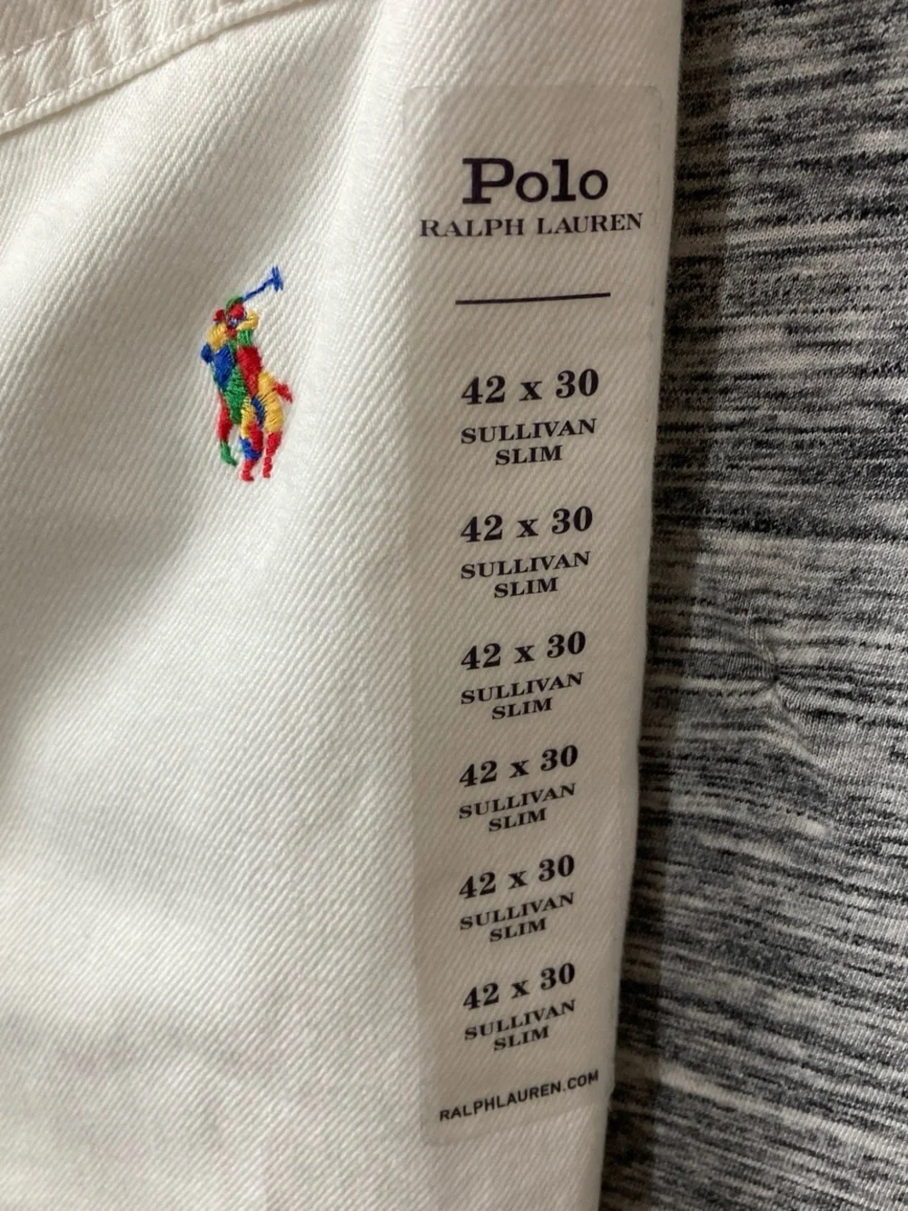 Polo by Ralph Lauren White Slim Jeans with Embroidered Polo Player THE SULLIVAN